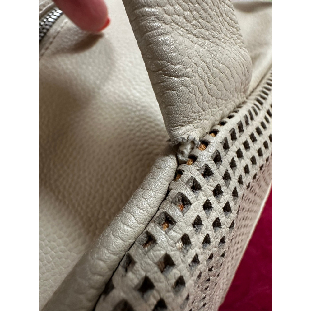 CHANEL Beige Perforated Leather Satchel Bowler Bag - Picture 6 of 16